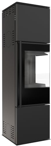 KRATKI Kaminofen aus Stahl Ren/M rechts Ø 150 7 kW schwarz Verkleidung mit Türfeder
