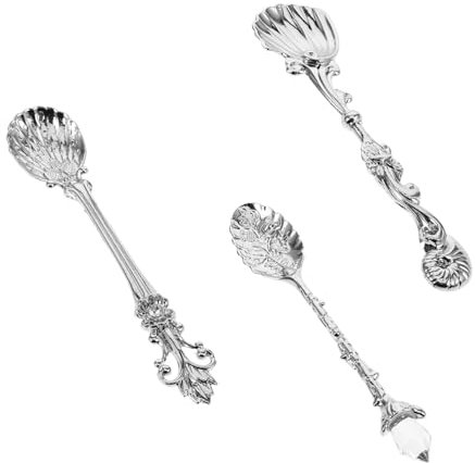 WATIIFUFU 1satz Vintage Europäisches Tischgeschirr Silberne Suppenlöffel Für Desserts Kaffee Und Cocktails Für Zuhause Und Gastronomie