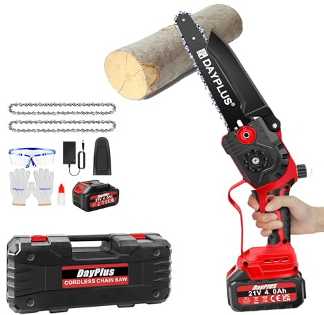 Mini Kettensäge 8 Zoll Bürstenlose Handsäge 21V Akku Kettensäge Kabellose Kettensäge mit Akku und Ladegerät, Elektrische Kettensäge zum Holzschneiden, Baumbeschneiden, Gartenbeschneiden, Astschneiden