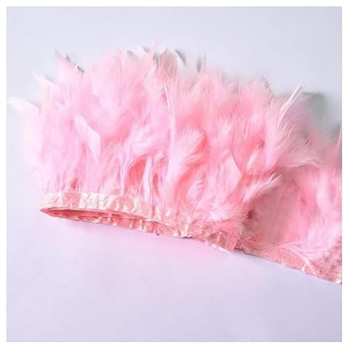 GreatRise 10-15cm Natürliche Truthahnfeder Band Truthahnfeder-Bordüre Fringe Trim Federborte Plüsch Federbesatz für DIY Basteln Nähen Party Hochzeit Kleid Kostüme Dekoration Mittleres Rosa 1m