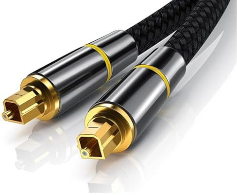 Cable Óptico, Cable de Audio Óptico, Cable de Audio Óptico Digital, Cable de Audio Digital Enchufe de Metal, 2M Cable de Fibra Óptica para Home Theater, Barra de Sonido, TV, PS4, Xbox y más 2M