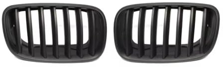 Viviance Calandre de pare-chocs avant de voiture Grilles de calandre compatible avec BMW X5 X6 E70 E71 2007-2012 - Noir mat