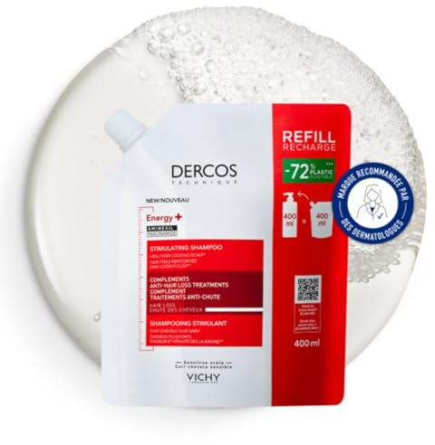 Vichy Dercos Vital+ Stimulierendes Shampoo gegen Haarausfall durch Haarbruch, Wachstumsfördernde und stärkende Haarpflege, Mit Aminexil & Niacinamid, Nachfüllpackung, 400 ml