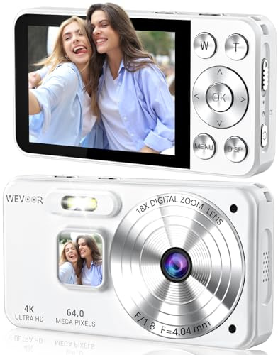Fotocamera Digitale, Fotocamera Compatta con Display LCD da 2,8” e Scheda TF da 58 GB, Wevoor Zoom Digitale 18X Autofocus Digital Camera for Viaggi Feste Appuntamenti Selfie Registrazione Vita