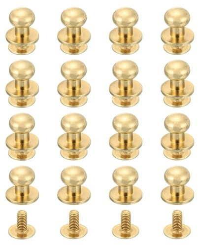 QUARKZMAN 16 Piezas De Remaches De Cuero Con Cabeza Redonda Color Oro Claro | De 7 Mm Y Tornillo De Bola, Para Reparación De Bolsos Zapatos Cinturones Y Manualidades De Cuero DIY