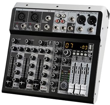 Table de mixage audio, Mélanur Audio Avec Effets For Débutants Professionnels, Entrée Stéréo À 4 Canaux, Streaming En Direct, Mélanur À 8 Canaux, Prise De Mixa Stéréo Pour guitares, basses, claviers(4