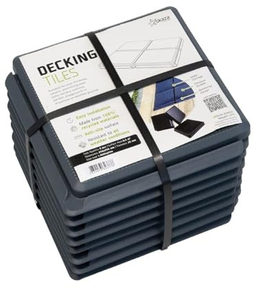 Skaza Balkon Boden – Terrassenplatten Außenbereich mit Klicksystem, Wetterfeste Balkonfliesen - 25 x 25 cm, 2 m² 32 Fliesen - Belastbar bis 1000 kg, Modular & Rutschfest - 100% Recycelt - Anthrazit