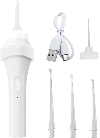 Kustimantu Kit per la pulizia delle orecchie, kit di rimozione della cera per l'orecchio | Strumento elettrico per la rimozione della cera 'orecchio con LED - Dispositivo portatile riutilizzabile
