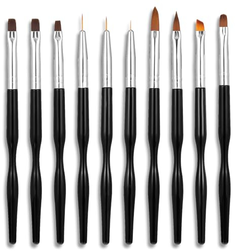 10 Stück French Nail Art Pinsel Set Nagel Pinsel Nail Fine Liner Pinsels Professionelle Nageldesign Malerei Pinsels für Gelnägel Nails Art Design Painting Salon