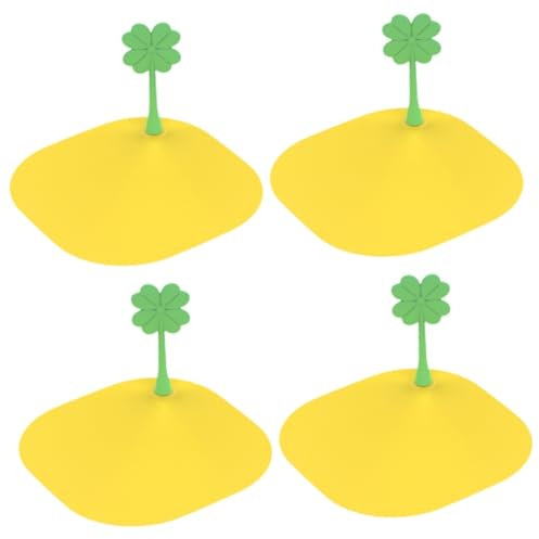 Veemoon 4 Pezzi copertura dello scarico a pavimento clic drenare bloccante coperture Scolare i raccoglitori per da doccia cattura scarico vasca Gel di silice Giallo