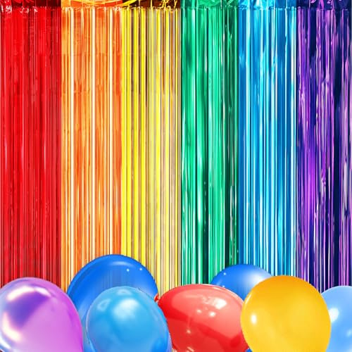 Fasching Lametta Vorhang Bunt Deko,Regenbogen Vorhang Lametta Girlande Bunt Glitzervorhänge Folie Fransenvorhänge Foto Hintergrund Metallische Luftschlangen Vorhängen Geburtstag Karneval Party Deko