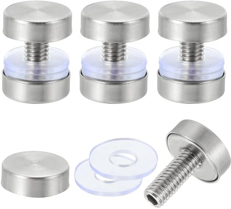 uxcell 4 Pcs Sign Standoff Screws, 0.7x0.8 in Stainless Steel Standoff Nail Advertising Glass Nail for Acrylic Frame Advertising Board Connect and Fix, Brushed Silver