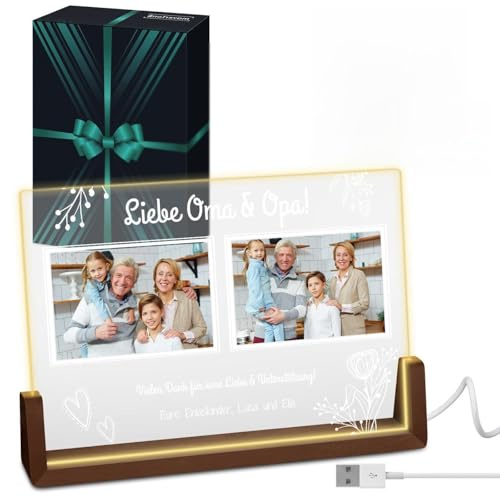 Maverton horizontales LED Acrylglas mit Foto - Deko Nachtlicht - Glasbild mit LED-Beleuchtung - Hochzeitsgeschenke für Brautpaar - personalisierte Geschenke für Frauen und Männer zum Geburtstag