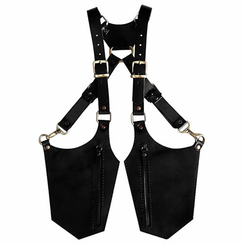 CAKEEYUM Bolso Doble para axila con Hombro, Bolso antirrobo de Cuero de PU para axila, Ajustable Oculto para, para Fiestas Steampunk al Aire Libre, Doble, para Hombres, Un