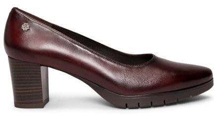 miMaO Zapatos cómodos de tacón Medio con Plataforma en Piel Burdeos, EU 41