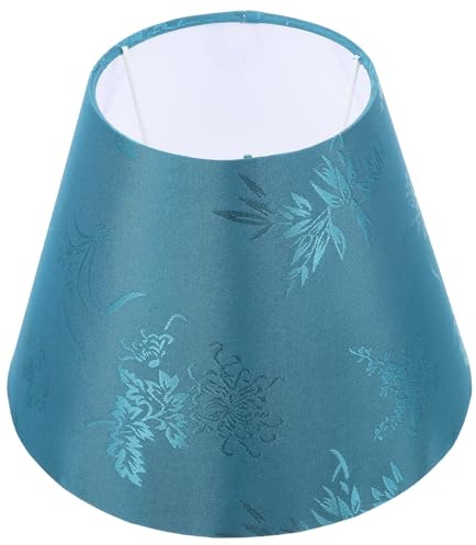 CTIRCHIU Peacock Blue Fabric Lampshade Table Lamp Cover Embroidered Bamboo Plum Chrysanthemum Orchid Design, Compatible E27 E14 Bulbs, Indoor Light Accessory for Desk and Household Lighting