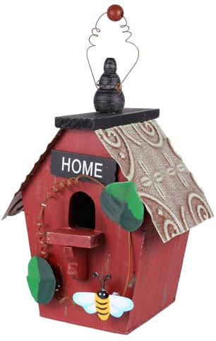 BCOATH Nichoir Suspendu en Bois pour Jardin Extérieur Décoration Rustique Cabane en Rondins Pendentif à Suspendre pour Maison