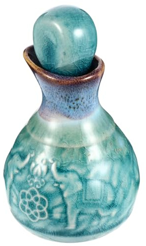 NUSITOU Botella de Cerámica Azul para Aceites Esenciales Recargable Tapón Antigoteo, Frasco Decorativo Compacto para Aromaterapia en Hogar y Oficina