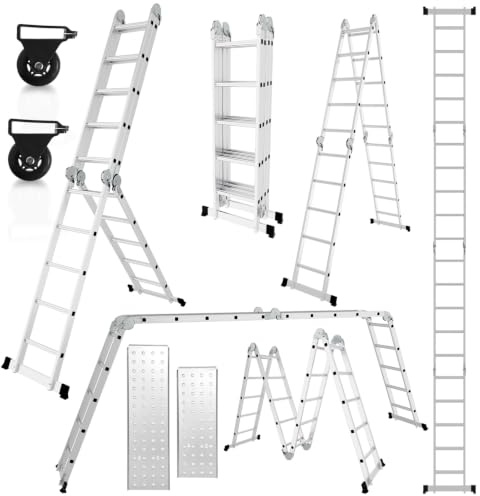 Eikuavons Aluminium-Mehrzweckleiter 4x5, 20 Sprossen, 5,8 m, bis 150 kg