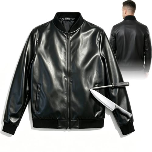 Skyddsjacka Nivå 4, Skärsäkra Och Sticksäkra Kläder black-3XL | För Daglig Självförsvarsjacka, Konstläderlook,Vår- & Höstytterkläder, Används För Att Skydda Personlig Säkerhet