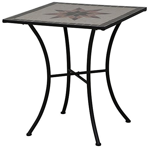 Siena Garden 875352 Stella Table Acier Noir/Aspect Mosaïque 64 x 64 cm