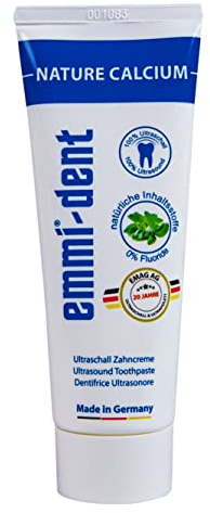 emmi®-dent Pasta Dentífrica Ultrasónica Nature Calcium I Con Calcio Extra I Ideal para Dientes y Encías Sensibles I Sin Flúor, Microplásticos ni Nanomateriales I Vegana y sin Gluten I 1x 75 ml