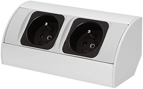 ORNO AE-1303 eluttag idealisk för kök kontor och bänkskiva, 45° utskjutande montering, 3680W standarduttag, fransk typ (typ E) (silver)