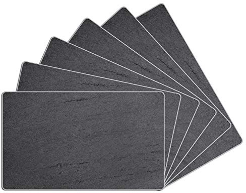 Wallario 6er Set Frühstücksbrettchen aus Glas, Glasunterlage, Glasbrettchen Schwarze Schiefertafel Optik - Steintafel, Größe 14 x 23 cm, Sicherheitsglas