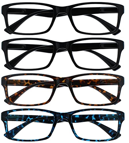 OPULIZE La Société Lunettes De Lecture Noir Brun Bleu Lecteurs Valeur Pack 4 Designer Style Hommes Femmes RRRR92-1123 +2,00