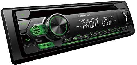 Pioneer Electronics DEH-S110UBG | 1DIN RDS-Autoradio mit Grüner Tastenbeleuchtung | Display Weiß | Android-Unterstützung | 5-Band Equalizer | Cd | MP3 | USB | Aux-Eingang | ARC App