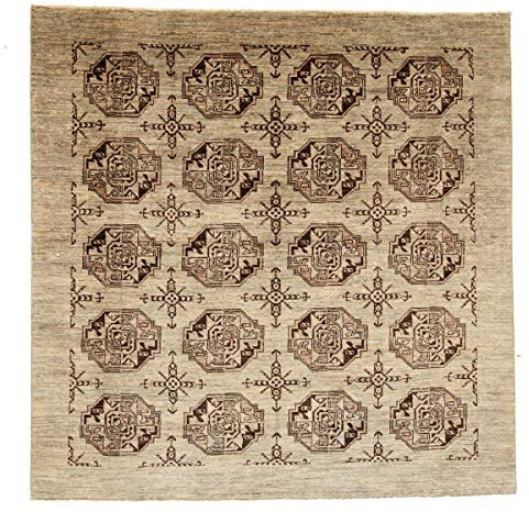 Nain Trading Turkaman Yamut 205x207 Handgeknüpft Orientteppich Quadratisch Teppich Wolle
