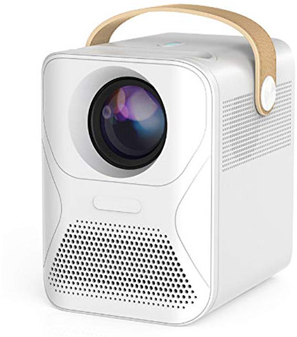 Mini Projecteur, Portable Vidéoprojecteur Supporte 1080P, LED Multimédia Home Cinéma Retroprojecteur, Correction de la Distorsion Trapézoïdale et Système Optique Hors Axe avec HDMI/USB,Blanc