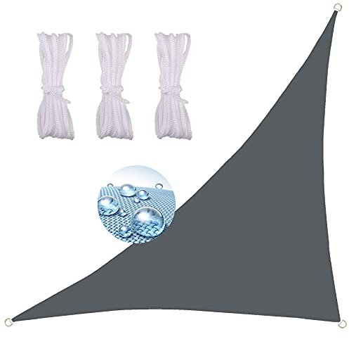 Tenda A Vela Impermeabile 3X3X4.3M, per Giardino Anti UV Giardino Terrazza Piscina Tenda da Sole per Esterno A Caduta -Grigio Scuro