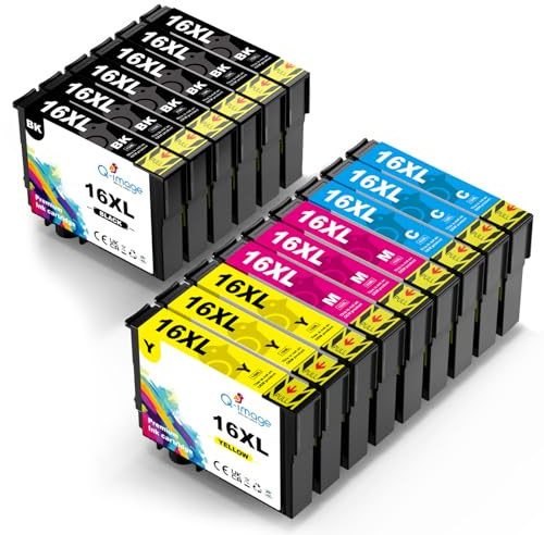 Q-image 16XL Tintenpatrone für Epson 16XL Multipack für Epson WF 2760 Patronen WF2630 WF2750 WF2660 WF2650 WF2540 WF2530 WF2010 WF2510 WF2520 (6 Schwarz,3 Cyan,3 Magenta,3 Gelb,15er-Pack)