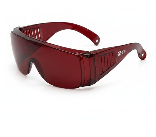 UVtech SLEEP-1 mörkröd 100 % blåljusfilter och grönt ljusfilter röda glasögon, lindring av migrän, datorglasögon, blått ljusblockerande glas kvinnor män, unisex