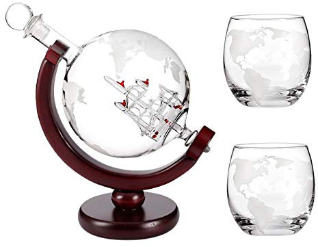 Ensemble de carafe à whisky en forme de globe 850 ml