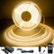 TTWAY COB LED Streifen 2700K Warmweiß, 10M Dimmbares 24V Flexibles COB LED Streifen Licht set, 384LEDs/M, GS Netzteil, mit RF Fernbedienung, CRI90+ helles Unterbaulicht für Fernseher, DIY Dekoration
