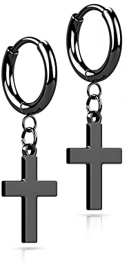 Treuheld® Edelstahl Creolen Ohrringe mit Kreuz-Anhänger | 4 Farben