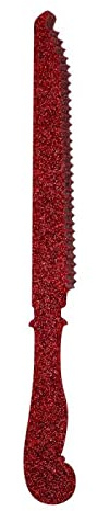 SABRE PARIS, Honorine Glitter Red French Christmas / Holiday Acrylic Serrated Bread Knife, Imported