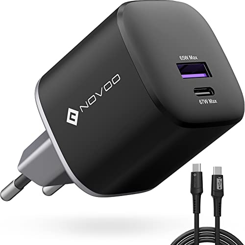 NOVOO Chargeur USB C Rapide 67W, 2 Ports USB Chargeur Rapide Compatible avec iPhone 14 Macbook Pro Air iPad Pro Galaxy S23 Steam Deck