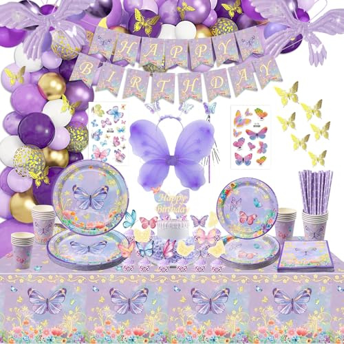 XJLANTTE Butterfly Party Plates Set (Hellviolett-L)