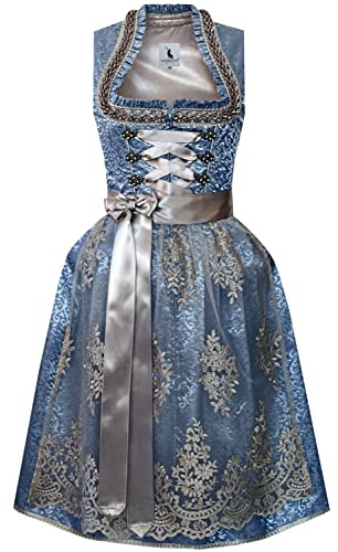 Alpenmärchen Midi Dirndl aus Exklusiver Kollektion inkl. Spitzenschürze Gr.48 - ALM960