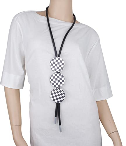Bysonglezai Halskette Damen Ketten Anhänger Frauen Geschenk New Big Round Stripe Charms Halsketten Frauen Punk Style Gummiseil Lange Halskette Gothic Kleidung Pullover Kette Dekorationnew Big Rou
