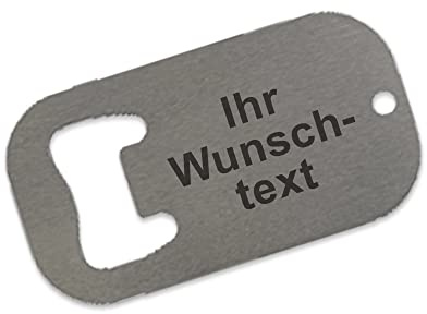 Eurofoto Edelstahl Flaschenöffner mit Namen oder Wunsch-Text personalisiert (7 x 3,8cm)