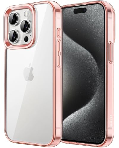 JETech Cover per iPhone 15 Pro Max 6,7 Pollici, Anti Ingiallimento Custodia con Antiurto, Anti-Graffio e Retro Trasparente (Oro Rosa)