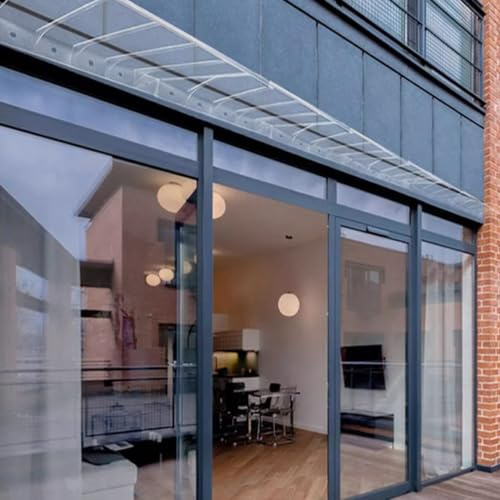 Zlovne Marquise Porte Exterieur de Toit Auvent en Arc,Auvent de Fenêtre Incurvé,Auvent de Porte d'Entrée,Marquise de Porte d'Entrée en Verre Polycarbonate Transparent,Magasin Abri (50x300cm/20 x118)
