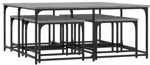 vidaXL Satztische 5 STK., Satztisch Couchtisch Rechteckig, Beistelltisch Sofatisch für Wohnzimmer Schlafzimmer, Tisch Kaffeetisch, Grau Sonoma Holzwerkstoff