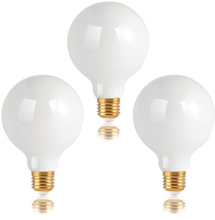 FLSNT Dimmerabile Lampadine LED E27 Luce Calda, 5,5W(equivalente 40W), G95 Vintage Edison Lampadine E27, 550LM 2700K Bianco caldo, Vetro smerigliato, Confezione da 3