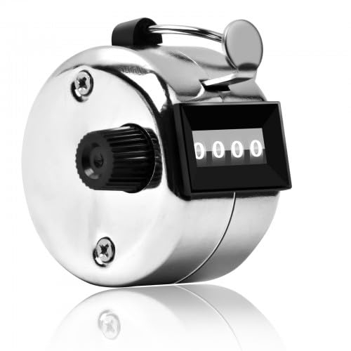 Cozlly Handzähler, 2 Stück Klicker Counter, 4-Stellige Zähler, mit Fingerring, Robust und Langlebig, Mechanische Handzähler, für Personenzähler, Coaching, Sport und Reihenzähler (Silber)