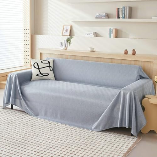 Ayoiow Sofahusse Set Bezug Sofa Grau Überzug Sofa 3 Sitzer Polyester Einfarbiges, Gittergewebtes, Strukturiertes Muster
